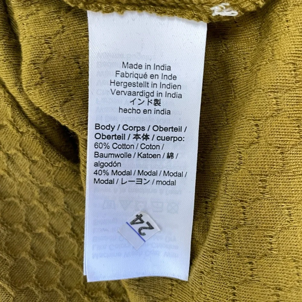 Jcrew NWT Olive green ruffle yoke honeycomb knit top prairecore boho western L